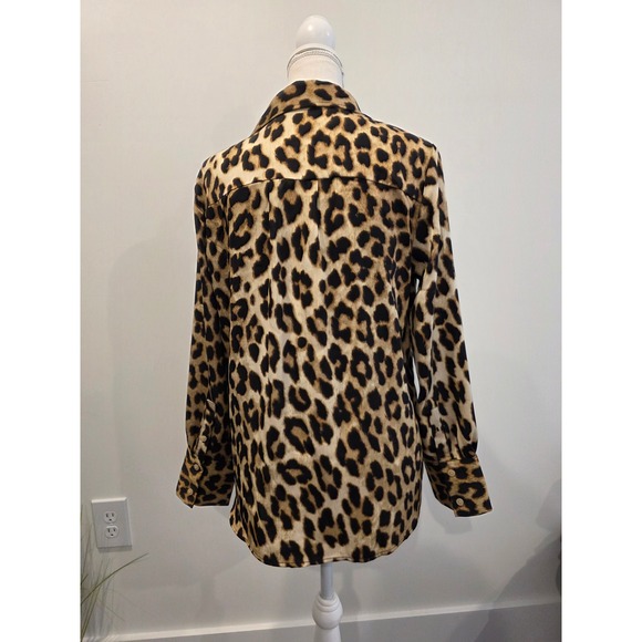 H&M Women's Size Small Leopard Print Twill Long Sleeve Shirt - Picture 5 of 5